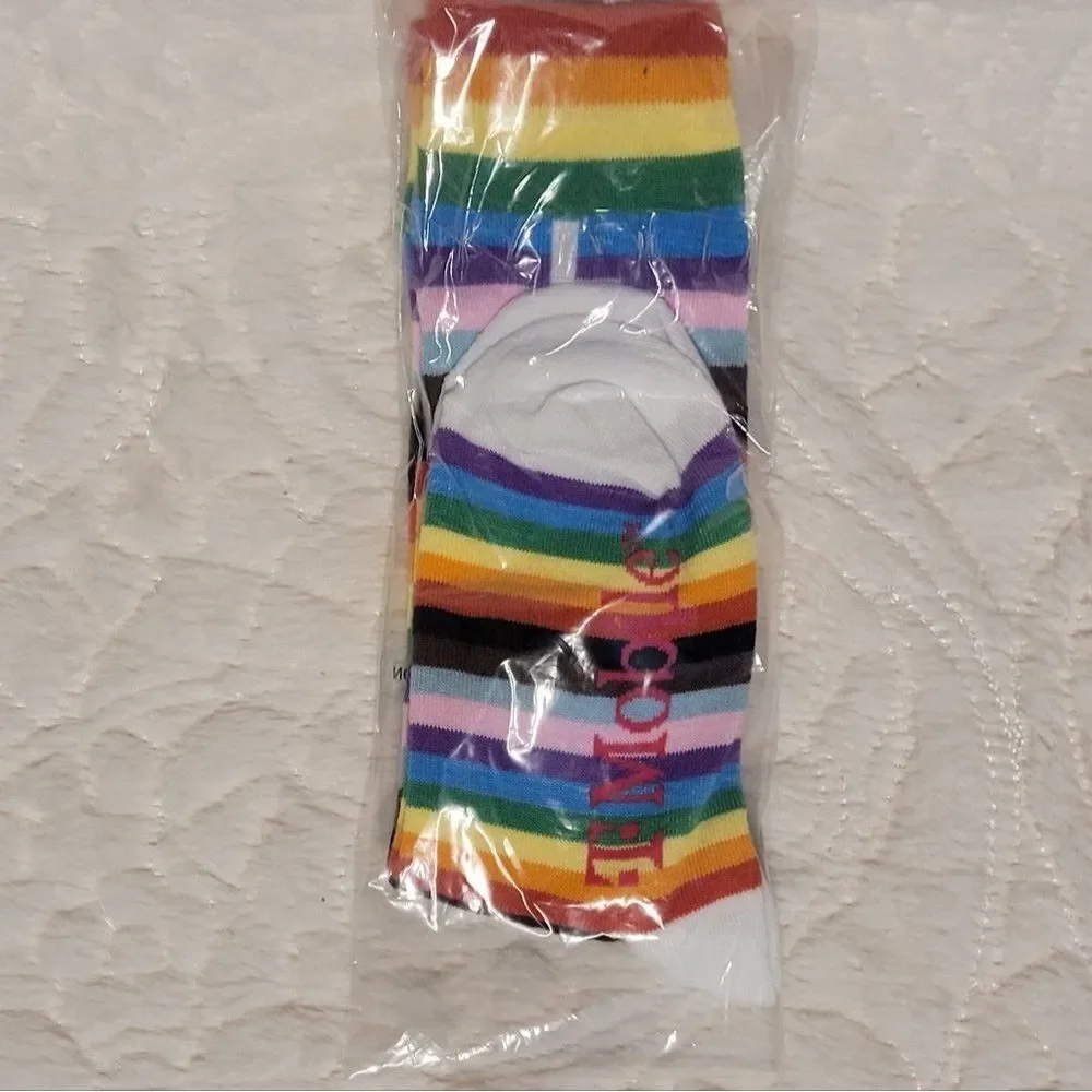 T-Mobile Rainbow Crew Socks S-M Love Pink Heart Pride Limited Edition 1 Pair New